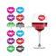 Party drink funny colorful Love kiss silicone wine glass markers