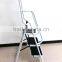 Used library furniture folding 3 step steel ladders with safety rail wholesale