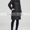 Customized Lady Apparel Long Sleeve Stand-collor Black Quilted Down Coat(DQM020C)