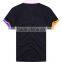 Fashionable yellow rib sleeve embroidered reactive dye black polo t-shirt