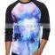 Custom Mens All Over Sublimated Baseball T Shirts Cotton Polyester Mens 3/4 Raglan Sleeve Baseball Tee Wholesale