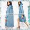 Free shipping 2015 fall new design antique denim dresses long sleeve cowboy woman's long hoodies coats