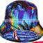 Blue Floral Hawaiian Girl Women Print Bucket Hat Flower Boonie Cap Beach Fishing Outdoor Hat