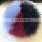 Unique style combined colors fox fur pompom fur ball