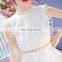 white lace dress lace patch work hollow out embroidered knee length sleeveless formal dress