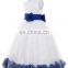 Grace Karin White Blue Sleeveless Flower Decorated Flower Girl Princess Party Dress 2~12Years CL008936-2