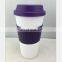 Promotional Custom Plastic PP Silicone cover bamboo fiber Reusable Coffee Cup with Lid