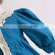 2020 autumn new style Korean style girl puff sleeve cotton skirt peacock blue dress