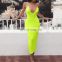 Women Sexy Bodycon Sleeveless Strap Deep V-neck Dress Hollow Out Solid Clubwear Party Long Maxi Dress Sundress 2020 New Arrival