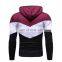 Wholesale Cheap Mens Custom Logo Slim Fit Stripe Panels Pullover Sweatshirt With Hoodie