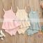 Kids ribbed Outfit Baby Girls Summer Clothing Set Solid Color Infant Vest Tops Tutu Shorts 2pcs Clothing for 0-24m