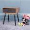 Medieval nightstand 2-piece set table with 1 storage drawer nightstand with wooden leg side table country Brown