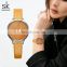 SHENGKE PU Leather Watch K0116L Lady Watches Wrist Yellow Simple Design Dial Fancy Chic Women Handwatch