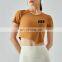 Hot Selling Custom Logo Short Sleeve Soft Yoga Gym Crop Top Quick Dry Women Workout Sports Running Activewear Fitness T Shirt