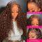 30 Inch Chocolate Brown Deep Wave Preplucked Human Hair 13x4 13X6HD Transparent Lace Front Wigs Curly Lace Frontal Wig for Women