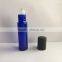 10ml cobalt blue glass roll on bottle with black cap