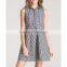 Latest fashion stand collar plaid elegant A-line/skirt with bowknot