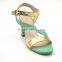 young lady thick high heel ankle strap mix color sandals