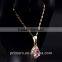 New Fashion 18K Gold Filled Pink kundan Zircon Gems Necklace Earrings Jewelry Set