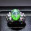 11x9 MM Green Star Sapphire Ring Lab-Created Sterling Silver 92.5 Size 5.75