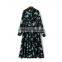 clothing manufacturerstand collar printed long sleeve dress for women maxi dress