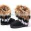 2015 hot style fox wool rabbit hair warm boots