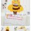 Small bee velour printed animal hood kids towel poncho/printed kids hooded bath towel