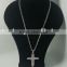 Christian religious alloy cross pendant with rhinestone covered chain necklace