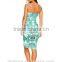 Latest new styel sexy V neckline tropical print dress for women