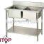 commercial different types prices stainless steel kitchen sink with double drain board