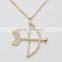 Three colors gold rose gold and rhodium plated bow and arrow Cupid goden arrow love symbol pendant necklace