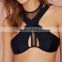 Hot selling black halter popular sexy tankini swimsuits with transparent mesh