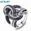 Sterling Silver Micro Pave Black & White CZ Fashion Knot Fashion Ring