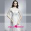 HT40 New Arrival Elegant O Neck Half Sleeve Prom Dresses Beaded Bust A-line Floor Length Vestidos Para Festa Longo