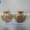 Double color electroplated zinc alloy badge for cap,metal eagle wing badges, pilot wing lapel pins