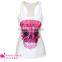 Cheap Pinky Skull Printed Summer white Tank Top BX123 tank top women