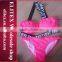 Wholesale Blue Letter Single Shoulder Fashion Latest Ladies Bikini Swimwear