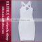 2015 Wholesale hot fashion white crossover bodycon bandage dress