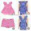 Fashionable Stripe Ruffle Top And Shorts Baby Summer Clothing Set Girls Summer Boutique Outfits