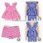 Fashionable Stripe Ruffle Top And Shorts Baby Summer Clothing Set Girls Summer Boutique Outfits