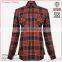 2016 plus size fashion christmas shirt for women ladies latest black and red plaid slim fit blouse