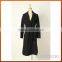 High qualtiy big lapel long belted camel wool coat