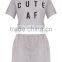 Cheap Price Custom Logo Print Ladies Pajamas Short Pyjama Summer Grey Loungwear Set