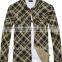 100% Cotton Cloth Men's Long Shirt With Corduroy Color Contrast at Sleeves Mouth