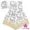 48BQA142 Lovebaby White Fabric Printed Animal Toddle Girls Sleeveless And Hat Frock Design For Girls With Price