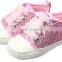 Pink Shiny Sequin Soft Sole New Born Baby Canvas Shoes
