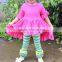 Latest 2017 fall girls boutique clothing outfit wholesale children hi low shirts boutique hi-low ruffle tops set for baby girl