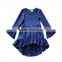 2017 Yawoo hot sale blue cotton short front long back dress kids clothes girls dresses