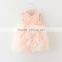 Hot Sale Queen Pink Petal Color Chiffon Sleeveless Sweet V Collar Lace Dress Kids Backless Birthday Party Outfit