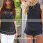 Wholesale Women Summer Vest Sleeveless O-neck Lace Casual Tank Tops